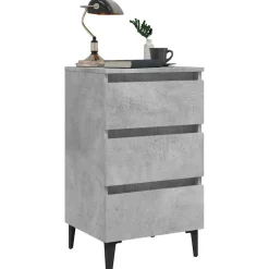 vidaXL Nachtkastje met metalen poten 40x35x69 cm betongrijs