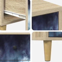 vidaXL Nachtkastje RAALTE Sonoma Eiken 36 x 33 x 60 cm Bewerkt hout