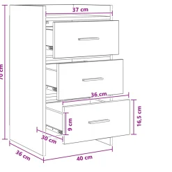 vidaXL Nachtkastjes Grijs Sonoma 40 x 36 x 70 cm Bewerkt hout
