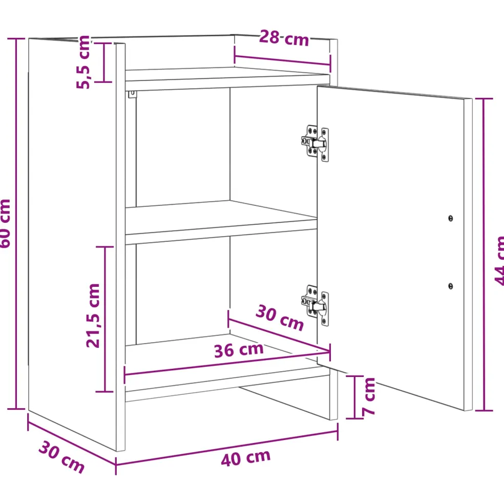 vidaXL Nachtkastjes Grijs Sonoma 40 x 30 x 60 cm Bewerkt hout