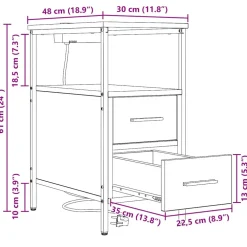 vidaXL Nachtkastje Sonoma Eiken 30 x 48 x 61 cm Bewerkt hout