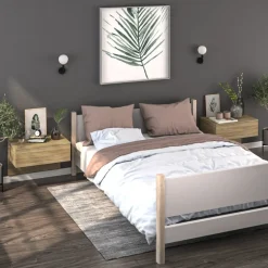 vidaXL Nachtkastjes 2 st wandgemonteerd sonoma eikenkleurig