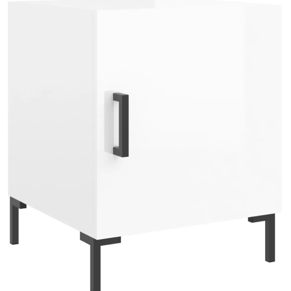 vidaXL Nachtkastjes 2 st 40x40x50 cm bewerkt hout hoogglans wit