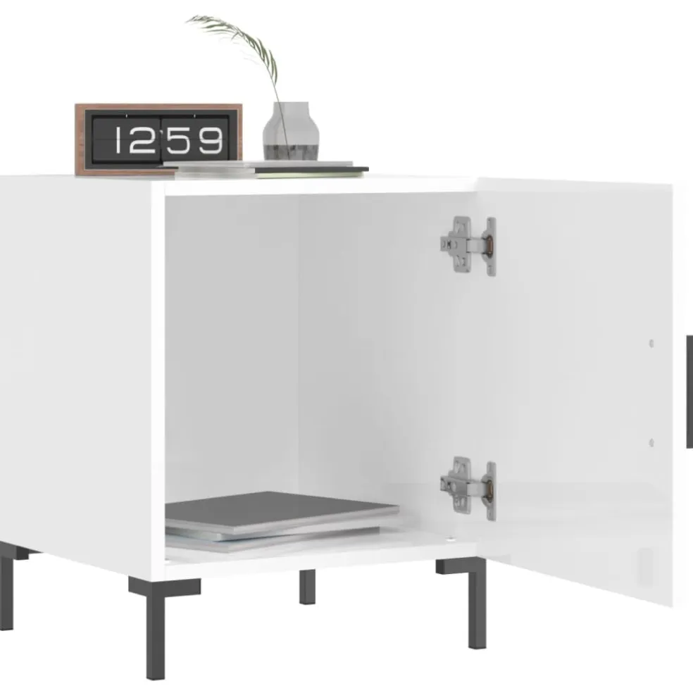 vidaXL Nachtkastjes 2 st 40x40x50 cm bewerkt hout hoogglans wit