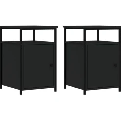 vidaXL Nachtkastjes 2 st 40x42x60 cm bewerkt hout zwart