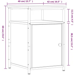 vidaXL Nachtkastjes 2 st 40x42x60 cm bewerkt hout zwart