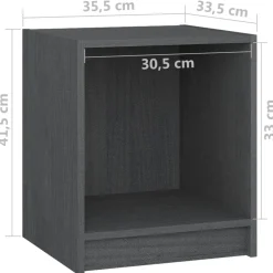 vidaXL Nachtkastjes 2 st 35,5x33,5x41,5 cm massief grenenhout grijs