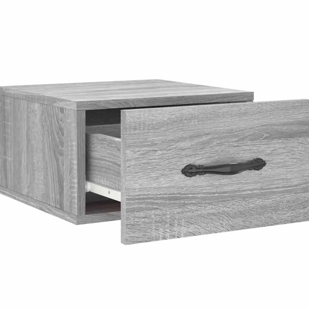 vidaXL Nachtkastje wandgemonteerd 35x35x20 cm grijs sonoma eikenkleur