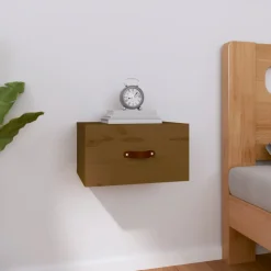 vidaXL Nachtkastje wandgemonteerd 40x29,5x22 cm honingbruin