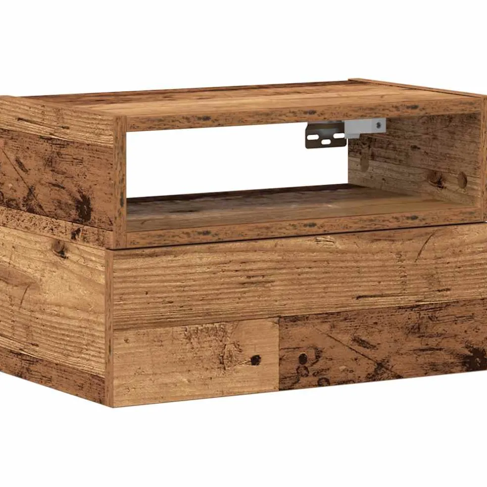 vidaXL Nachtkastje wandgemonteerd 45x26x28,5 cm oud houtkleurig