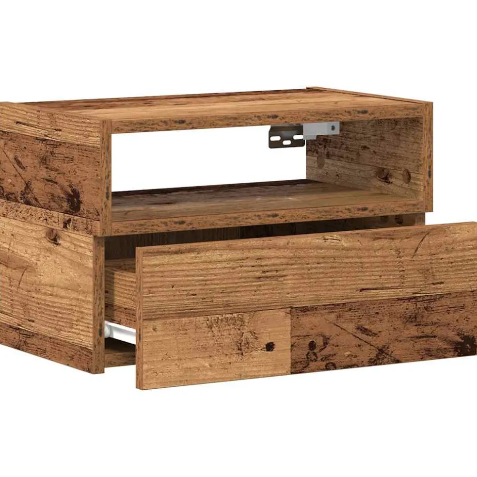 vidaXL Nachtkastje wandgemonteerd 45x26x28,5 cm oud houtkleurig