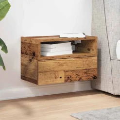 vidaXL Nachtkastje wandgemonteerd 45x26x28,5 cm oud houtkleurig