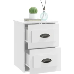 vidaXL Nachtkastje wandgemonteerd 41,5x36x53 cm hoogglans wit