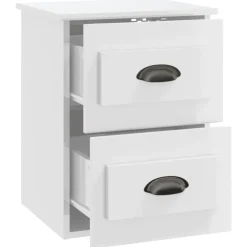 vidaXL Nachtkastje wandgemonteerd 41,5x36x53 cm hoogglans wit