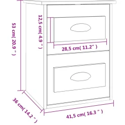 vidaXL Nachtkastje wandgemonteerd 41,5x36x53 cm hoogglans wit