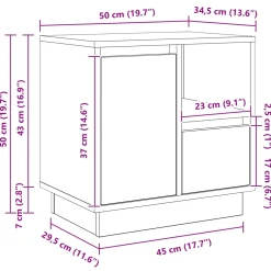 vidaXL Nachtkastje Wit 50 x 34,5 x 50 cm. Bewerkt hout