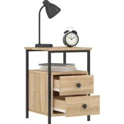 vidaXL Nachtkastje 34x35,5x50 cm bewerkt hout sonoma eikenkleurig