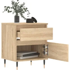 vidaXL Nachtkastje 40x35x50 cm bewerkt hout sonoma eikenkleurig