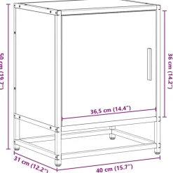 vidaXL Nachtkastje 40x31x50 cm bewerkt hout en metaal zwart
