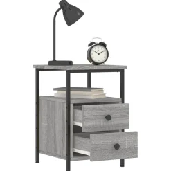 vidaXL Nachtkastje 34x35,5x50 cm bewerkt hout grijs sonoma