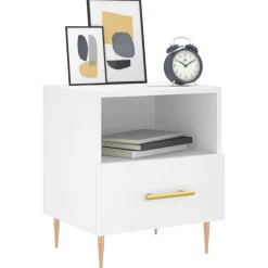 vidaXL Nachtkastje 40x35x47,5 cm bewerkt hout wit
