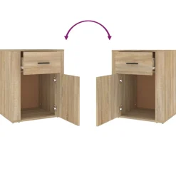 vidaXL Nachtkastje 39x39x67 cm bewerkt hout grijs sonoma eikenkleurig