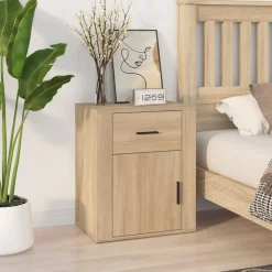 vidaXL Nachtkastje 50x36x60 cm bewerkt hout sonoma eikenkleurig
