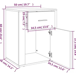 vidaXL Nachtkastje 50x36x60 cm bewerkt hout sonoma eikenkleurig
