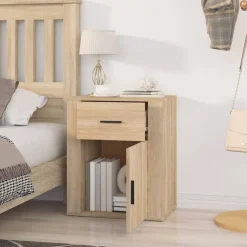 vidaXL Nachtkastje 50x36x60 cm bewerkt hout sonoma eikenkleurig