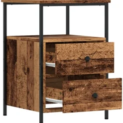 vidaXL Nachtkastje 34x35,5x50 cm bewerkt hout oud houtkleurig