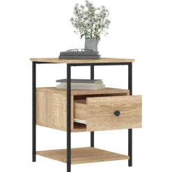 vidaXL Nachtkastje 40x42x56 cm bewerkt hout sonoma eikenkleurig