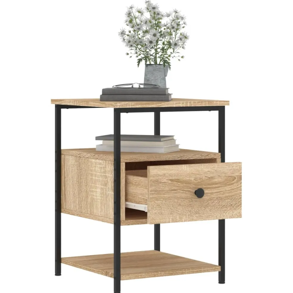 vidaXL Nachtkastje 40x42x56 cm bewerkt hout sonoma eikenkleurig