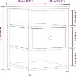 vidaXL Nachtkastje 40x42x56 cm bewerkt hout sonoma eikenkleurig