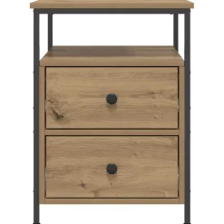 vidaXL Nachtkastje 44x45x60 cm bewerkt hout artisanaal eikenkleurig