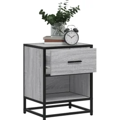 vidaXL Nachtkastje 40x31x50 cm bewerkt hout grijs sonoma eikenkleurig