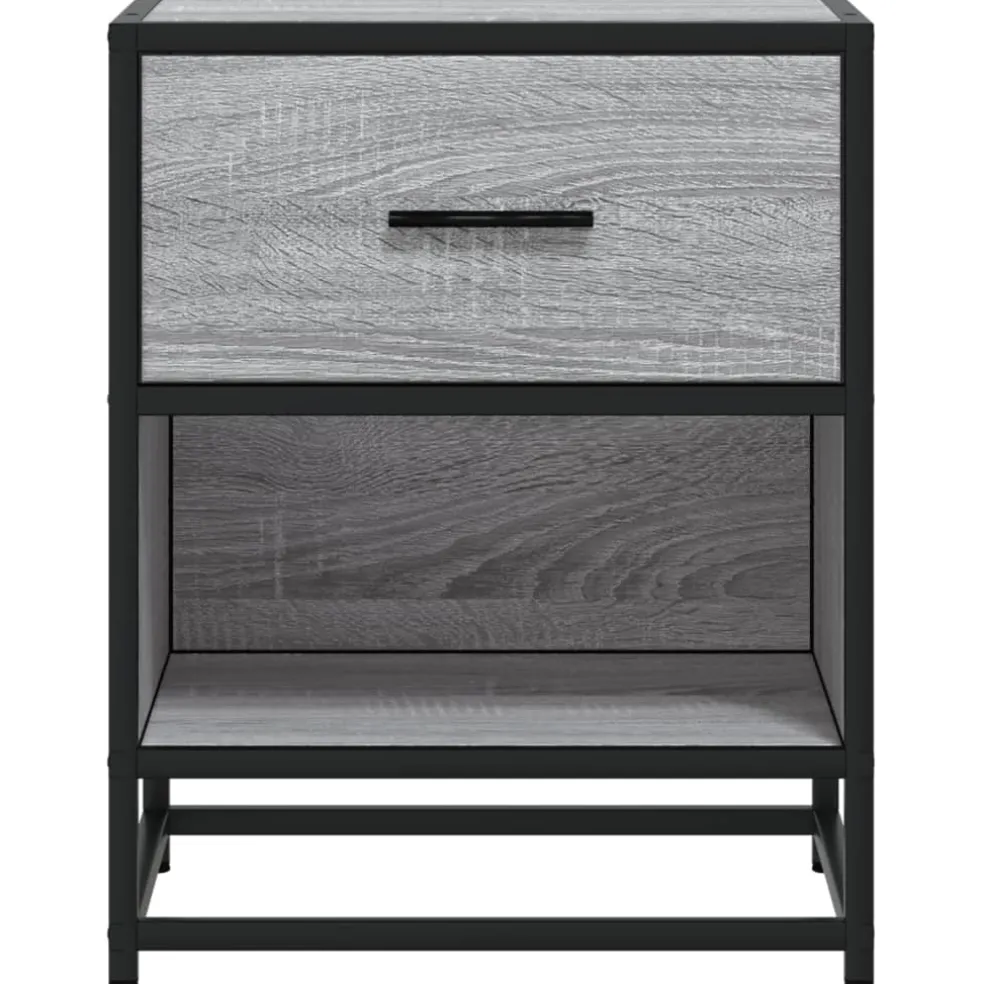 vidaXL Nachtkastje 40x31x50 cm bewerkt hout grijs sonoma eikenkleurig