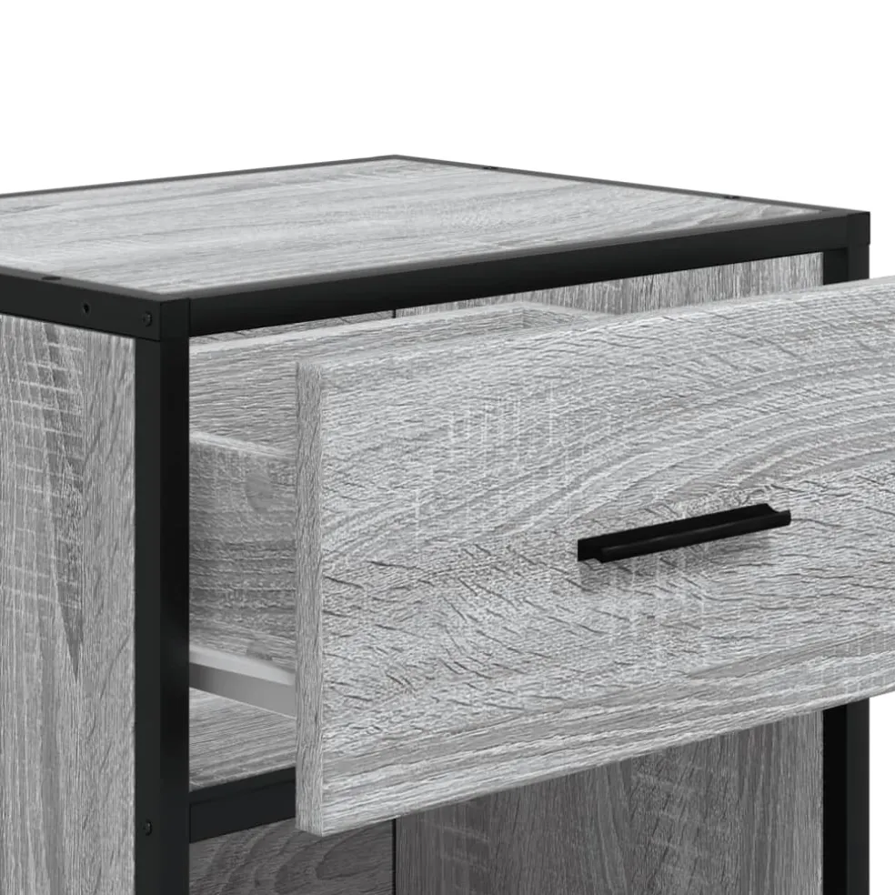vidaXL Nachtkastje 40x31x50 cm bewerkt hout grijs sonoma eikenkleurig
