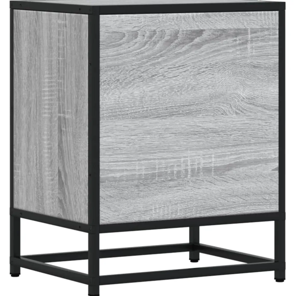 vidaXL Nachtkastje 40x31x50 cm bewerkt hout grijs sonoma eikenkleurig