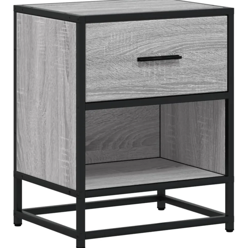 vidaXL Nachtkastje 40x31x50 cm bewerkt hout grijs sonoma eikenkleurig