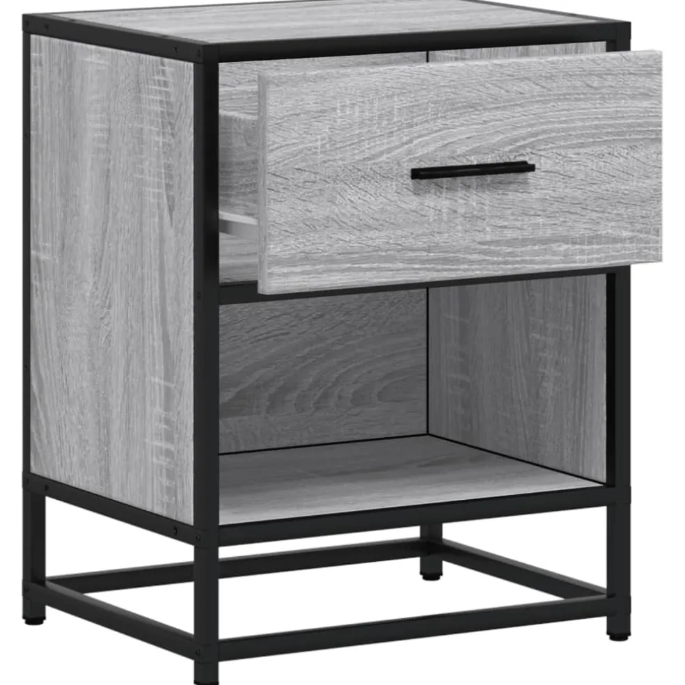 vidaXL Nachtkastje 40x31x50 cm bewerkt hout grijs sonoma eikenkleurig