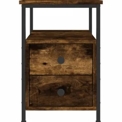 vidaXL Nachtkastje 34x35,5x50 cm bewerkt hout gerookt eikenkleurig