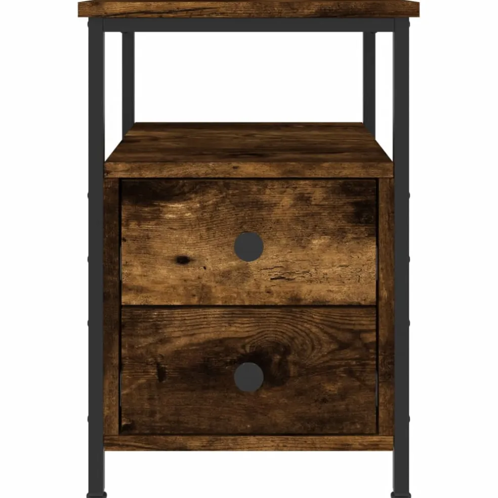vidaXL Nachtkastje 34x35,5x50 cm bewerkt hout gerookt eikenkleurig
