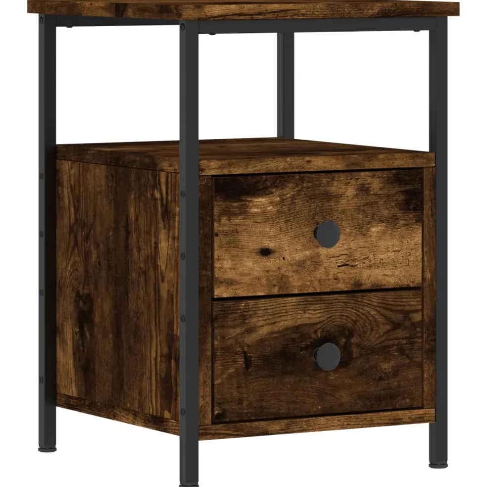 vidaXL Nachtkastje 34x35,5x50 cm bewerkt hout gerookt eikenkleurig