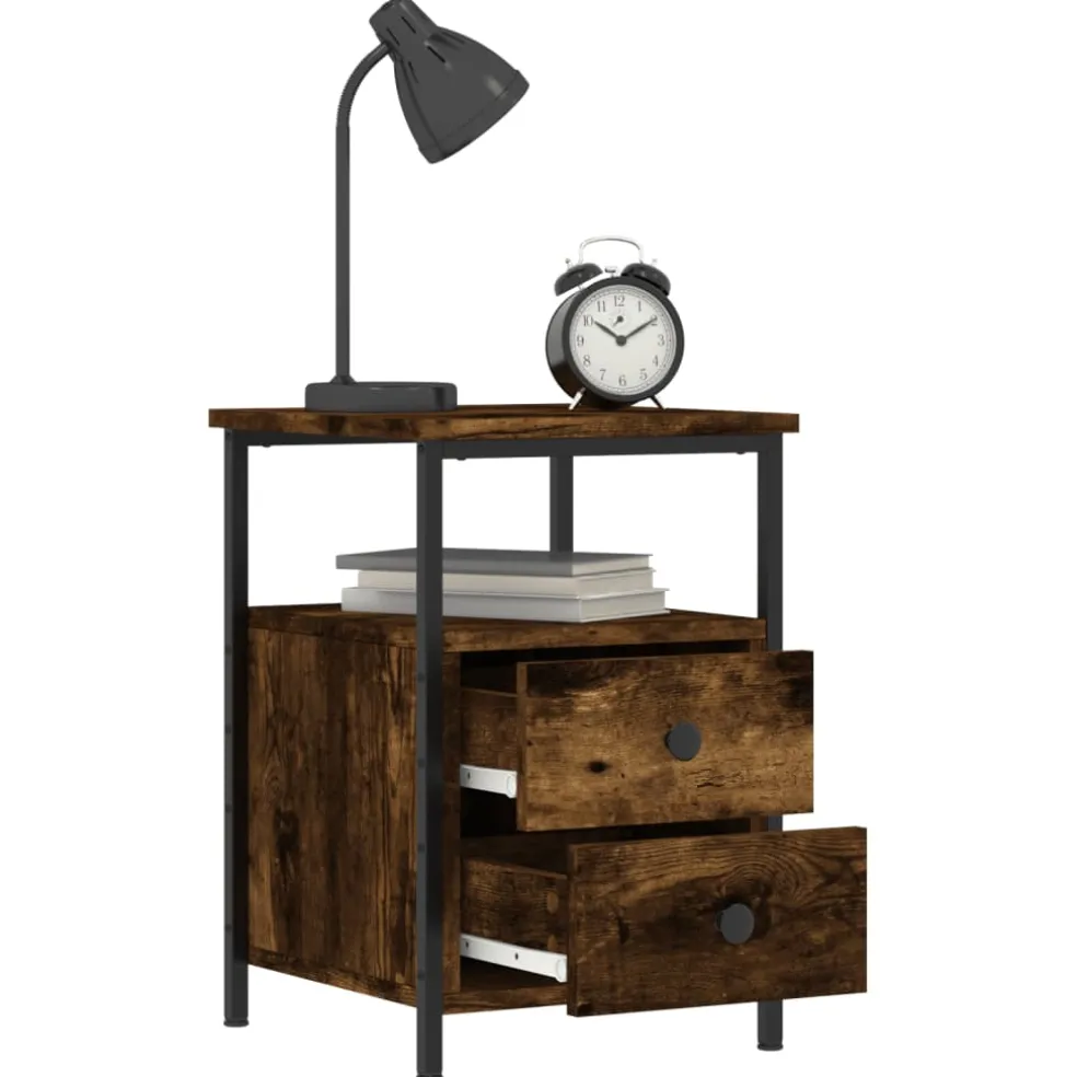 vidaXL Nachtkastje 34x35,5x50 cm bewerkt hout gerookt eikenkleurig