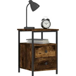 vidaXL Nachtkastje 34x35,5x50 cm bewerkt hout gerookt eikenkleurig