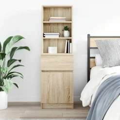 vidaXL Nachtkastje 39x35x125 cm bewerkt hout sonoma eikenkleurig
