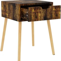 vidaXL Nachtkastje 40x40x56 cm bewerkt hout gerookt eikenkleurig