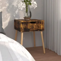 vidaXL Nachtkastje 40x40x56 cm bewerkt hout gerookt eikenkleurig