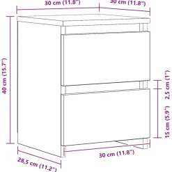 vidaXL Nachtkastje 45x35x52 cm bewerkt hout zwart