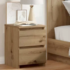 vidaXL Nachtkastje 30x30x40 cm bewerkt hout artisanaal eikenkleurig